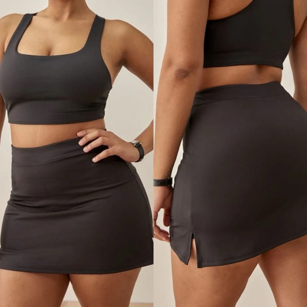 Reformation EcoMove Riley Active Skirt Skort Black Womens Size 1X‎ Pickleball